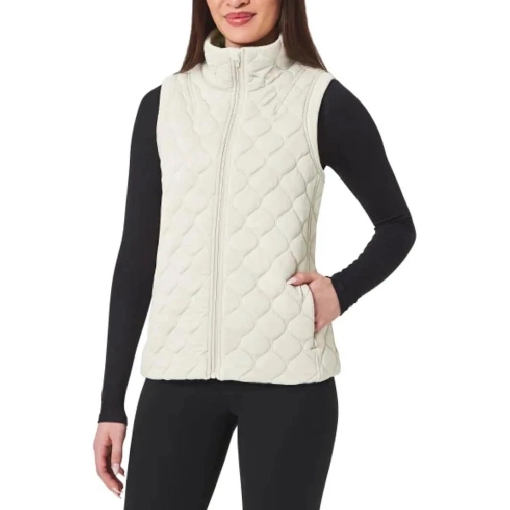 NWT Kirkland Signature Womens Quilted Vest Cream Full Zip Pockets •M• Gorpcore